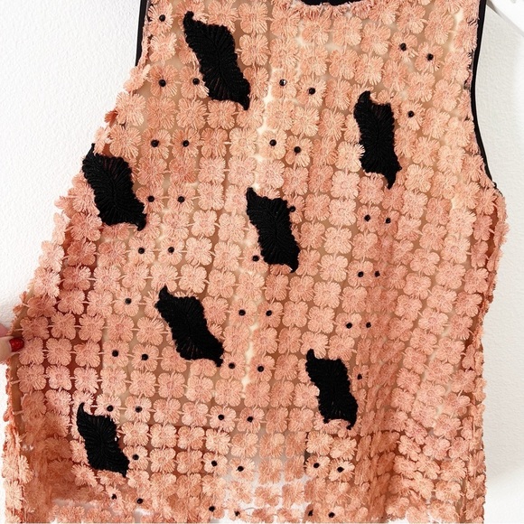 Rosanna Ocampo Lace Peach Sleeveless Blouse Top Embellished Size Large L - Picture 5 of 6